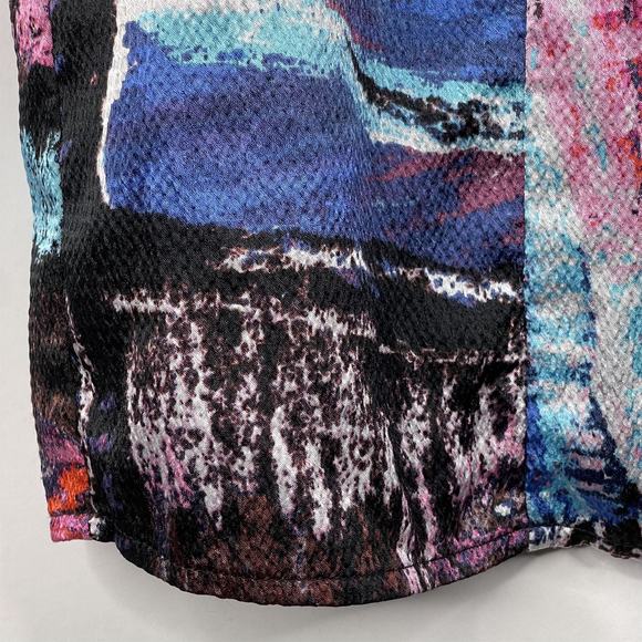 2/$30 Lane Bryant Abstract Watercolor Tunic Blouse 14 Black Multi Gathered #7167 - Picture 8 of 14